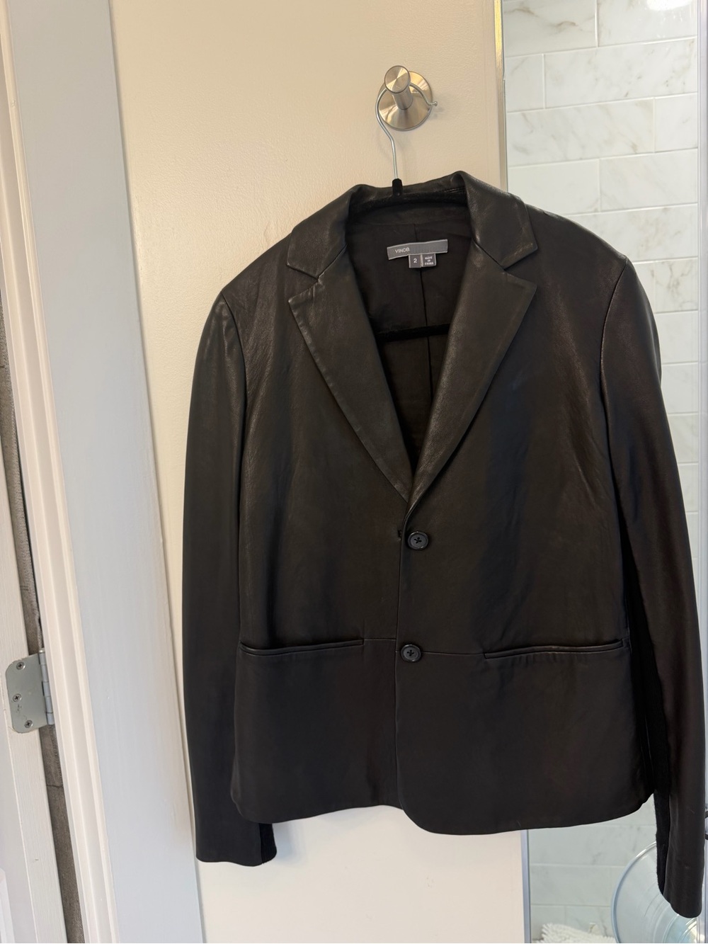 Vince black leather blazer